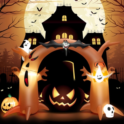 Costway 8 Ft Tall Halloween Inflatable Dead Tree Archway Decor w/ Bat
