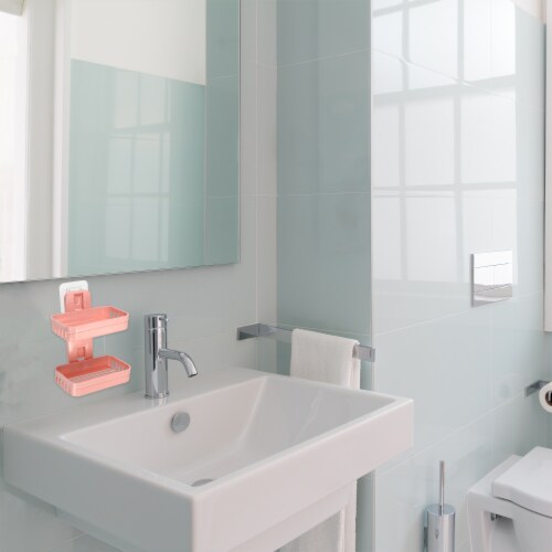VOCOSTE Plastic Keep Soap Dry Drill Free Soap Holder for Home Bathroom Kitchen Perspective: back