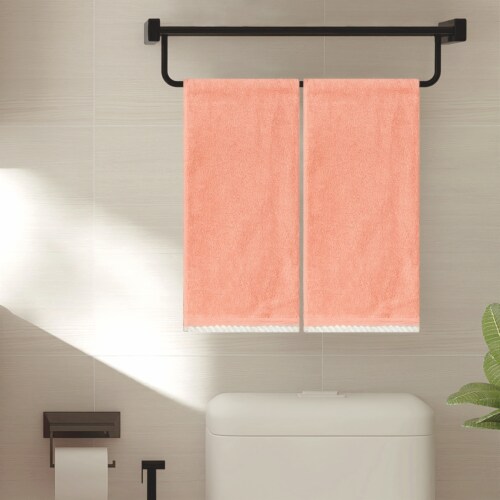 uxcell Absorbent Quick Drying Solid Color Cotton Hand Towel Set 14 x 28 inch Perspective: back
