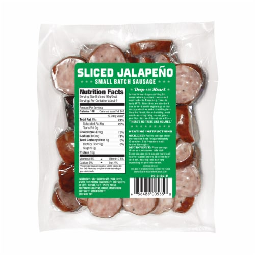 Holmes Smokehouse Pecan Smoked Jalapeno Sliced Sausage Perspective: back