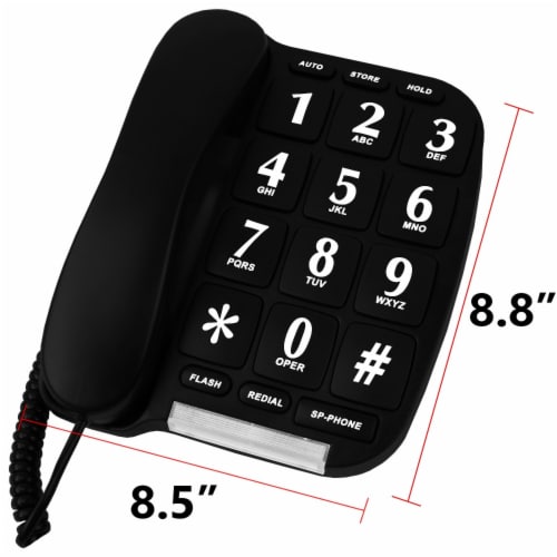 Big Button Phone for Wall or Desk with Speaker and Memory (Black) Perspective: back