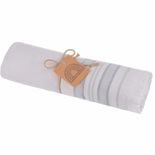 Agora of Smyrna - Premium Turkish Bath Towel Cotton & Bamboo Blend, Stone & Grey, Bundle of 2 Perspective: back