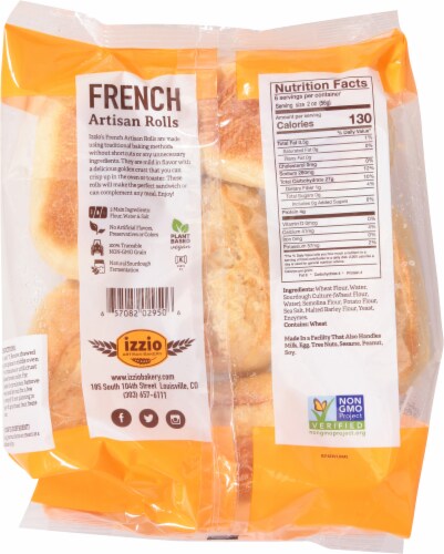 Izzio Artisan Bakery French Artisan Rolls Perspective: back