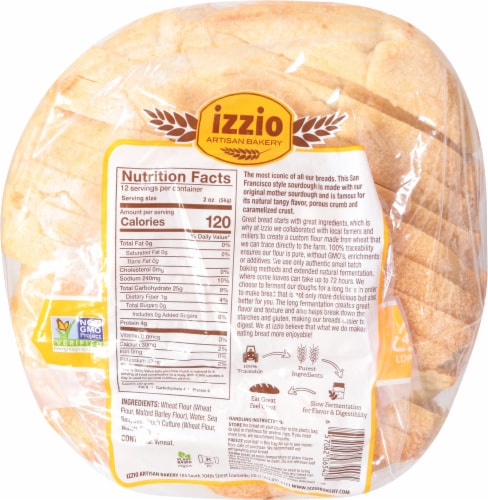Izzio Artisan Bakery San Francisco Style Sourdough Perspective: back
