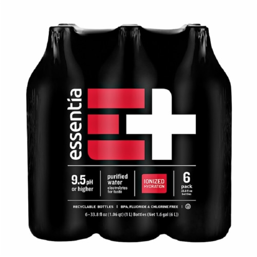 Essentia Purified Alkaline with Electrolytes Bottled Water Perspective: back