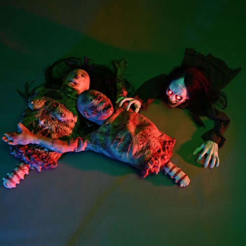 37 Animated Halloween Prop Half Body Skinned Hanging Corpse Torso Haunted House Decor Perspective: back