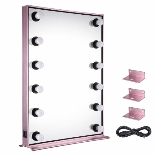 Byootique Lighted Hollywood Vanity Mirror 12pcs Dimmable LED Tabletop Wall  Mount Makeup 