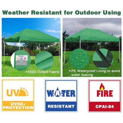Instahibit 10x15ft Pop Up Canopy Tent Commercial Instant Shelter 550D Oxford Canopy with Perspective: back