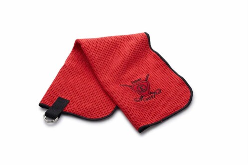 Super E-Caddy High Quality Microfiber Red Golf Towels with Hook To Hang in Large Perspective: back