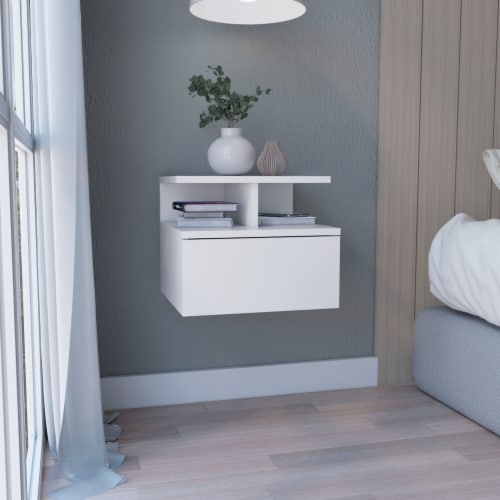 Seward Floating Nightstand, Wall Mounted with Single Drawer and 2-Tier  Shelf, White, 1 Unit - Kroger