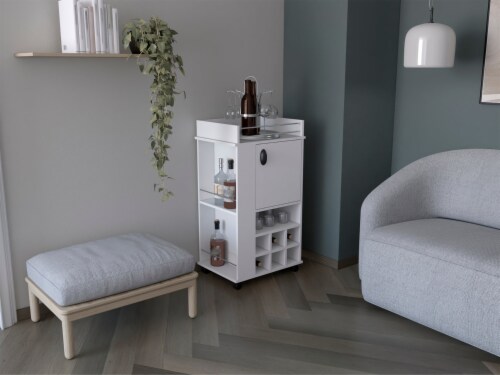 Silver bar cart sales with wine rack
