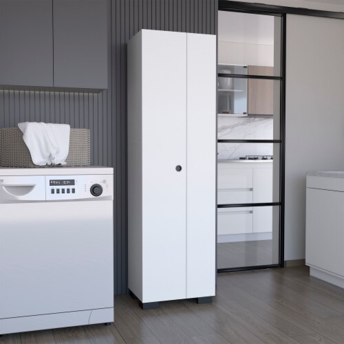Broom store cabinet white