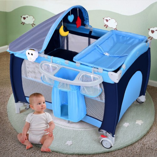 Slickblue Foldable Baby Crib Playpen with Mosquito Net and Bag 1 Unit Harris Teeter
