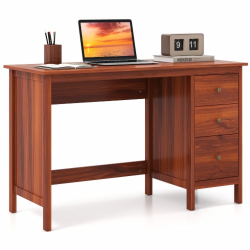 Slickblue 3 Drawer Home Office Study Computer Desk with Spacious Desktop 1 Unit Fry s Food Stores