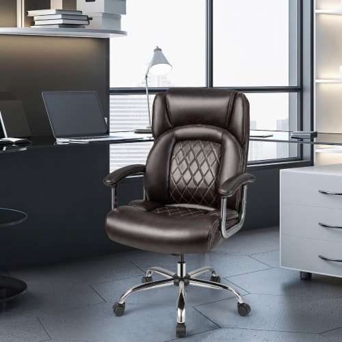 Slickblue Height Adjustable Big and Tall Office Chair Computer Desk Chair with Metal Base Perspective: back