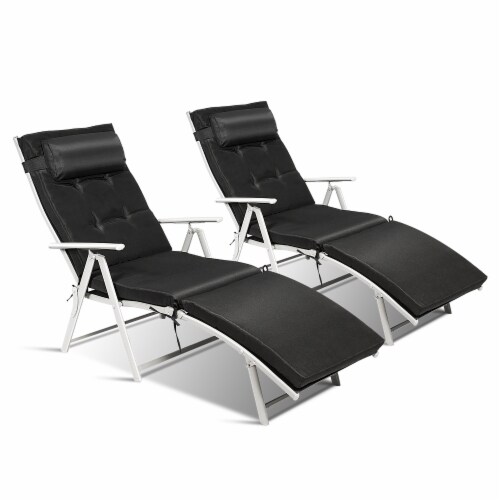 Slickblue Adjustable Outdoor Lightweight Folding Chaise Lounge Chair with Pillow 1 Unit Gerbes Super Markets