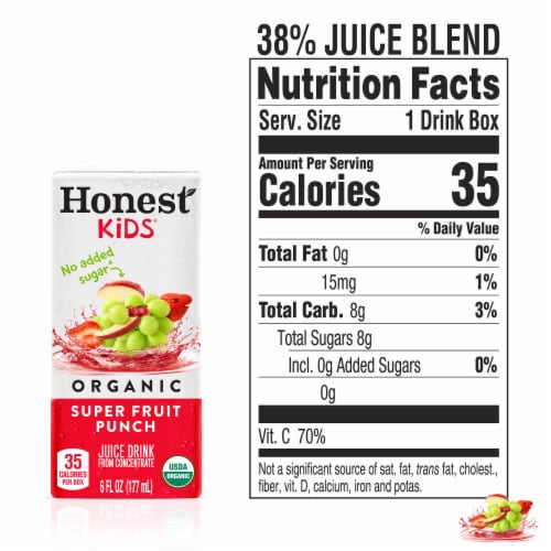 Honest Kids Super Fruit Punch Organic Fruit Juice Perspective: back