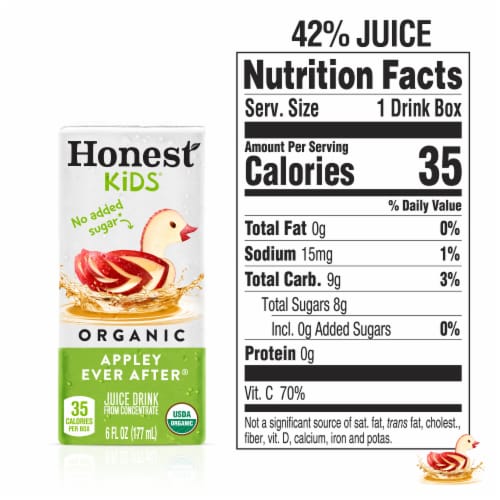 Honest Kids Appley Ever After Organic Apple Fruit Juice Perspective: back