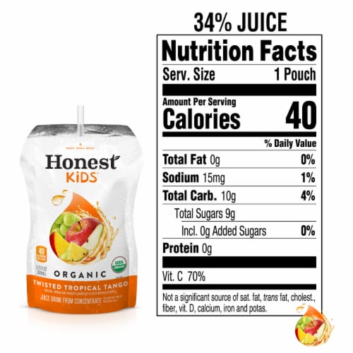 Honest Kids Twisted Tropical Tango Organic Fruit Juice Perspective: back