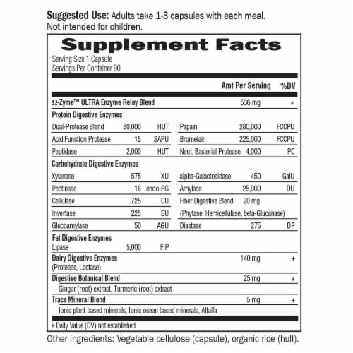 Garden of Life® Omega-Zyme™ Ultra Digestive Enzyme Blend Capsules Perspective: back
