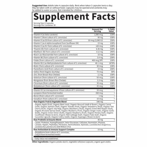 Garden of Life Vitamin Code Men 50 & Wiser Multivitamin, Optimal Health & Energy, Capsules Perspective: back