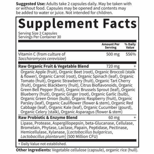 Garden of Life® Vitamin Code® Raw Vitamin™ C Vegan Capsules 500mg Perspective: back