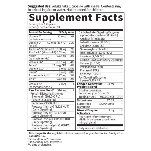Garden Of Life® Raw Enzymes Women Vegetarian Capsules Perspective: back