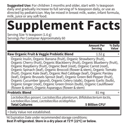 Garden Of Life® Raw Probiotics Kids Whole Food Dietary Supplement Perspective: back