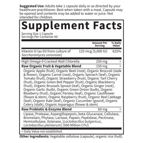 Garden of Life® Vitamin Code® Raw D3™ 5000 IU Capsules Perspective: back
