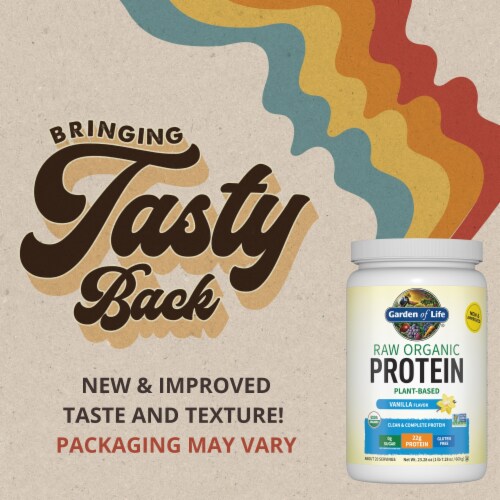Garden of Life Raw Organic Protein to Help Build Muscle 22g Plant Based Protein Vanilla Powder Perspective: back