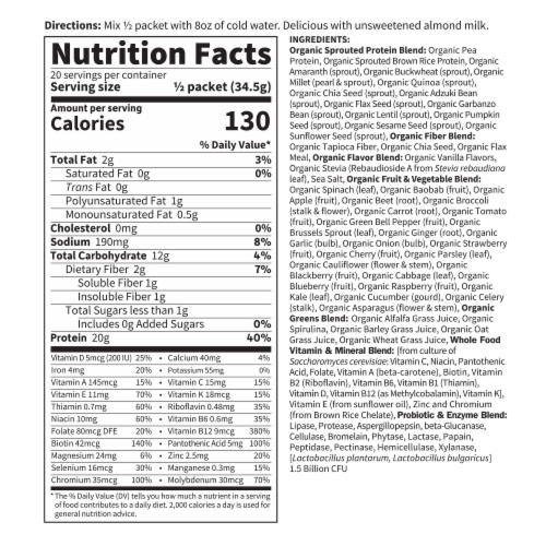 Garden of Life® Organic Raw Meal Vanilla Shake Perspective: back