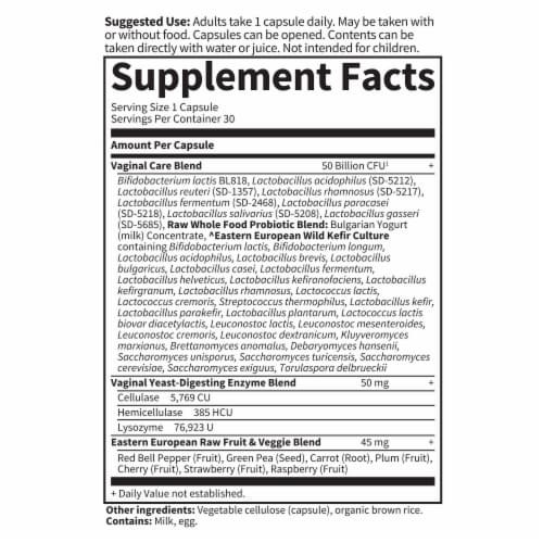 Garden of Life Raw Probiotics Vaginal Care with Enzymes, Shelf Stable, Once Daily Capsules Perspective: back