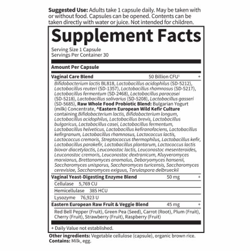 Garden of Life Raw Probiotics Vaginal Care with Enzymes, Shelf Stable, Once Daily Capsules Perspective: back