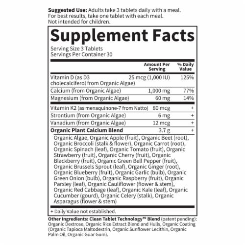 Garden Of Life® myKind Organics Plant Calcium Vegan Tablets Perspective: back
