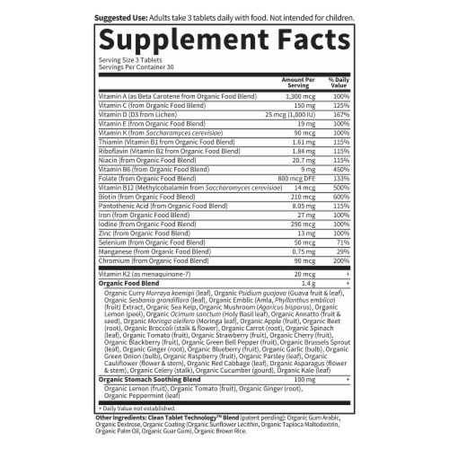 Garden Of Life® myKind Organics Prenatal Multivitamin Vegan Tablets Perspective: back