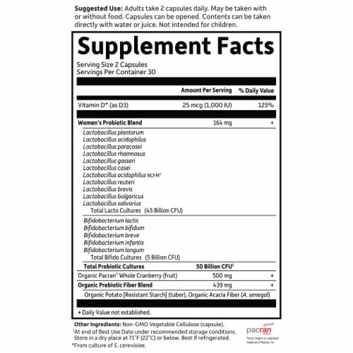 Garden of Life Dr. Formulated Urinary Tract+ Probiotics, UT Health, Digestive, Immune, Capsules Perspective: back