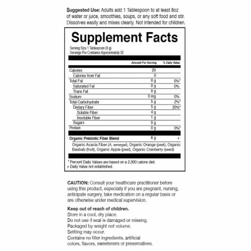 Garden of Life Dr Formulated Unflavored Fiber Powder Perspective: back