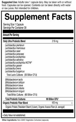 Garden of Life Dr. Formulated Once Daily Ultra, Colon, Immune System, Capsules, 90 Billion CFU Perspective: back