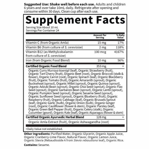 Garden of Life® Organics Plant Iron & Organic Herbs Liquid Supplement Perspective: back