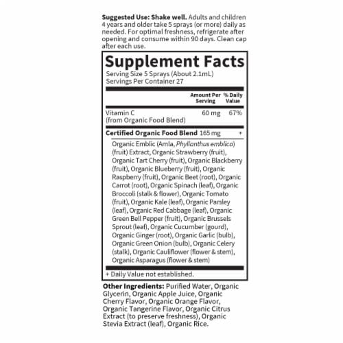 Garden of Life® Organics Cherry-Tangerine Vitamin C Spray 60mg Perspective: back