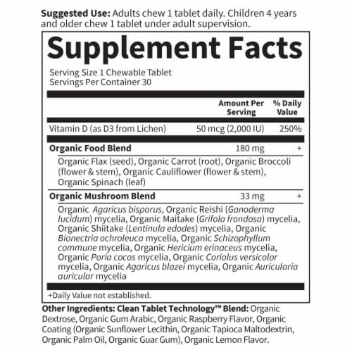 Garden of Life® myKind Vegan D3 Raspberry-Lemon Chewable Tablets 50mcg Perspective: back