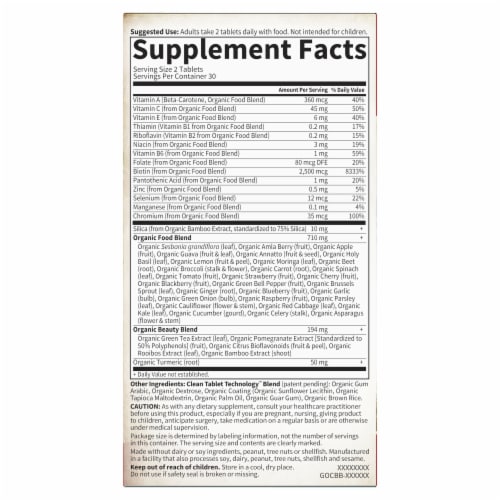 Garden of Life® Organics Plant Collagen Builder Vegan Tablets Perspective: back