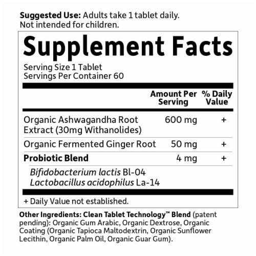 Garden of Life Organics Ashwagandha Stress & Mood Tablets Perspective: back
