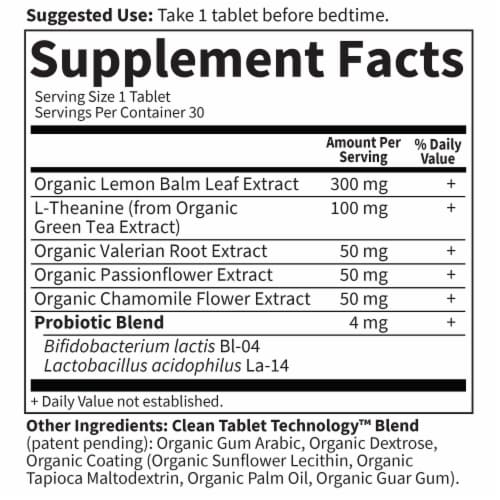 Garden of Life® Organics Sleep Well Rest & Refresh Lemon Balm Vegan Tablets 300mg Perspective: back