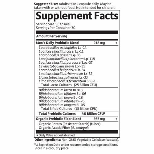 Garden of Life Dr. Formulated Men's Daily Care Probiotics, One a Day for Colon Health, Capsules Perspective: back
