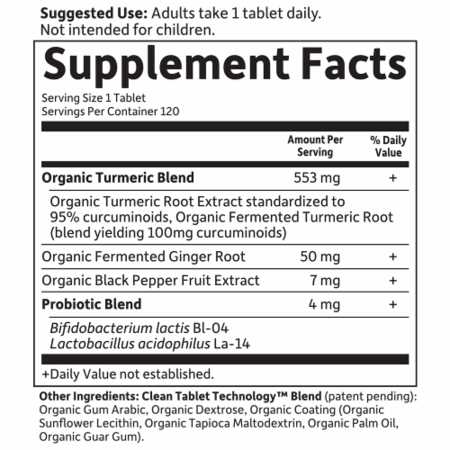 mykind Organics Extra Strength Turmeric Vegan Tablets Perspective: back