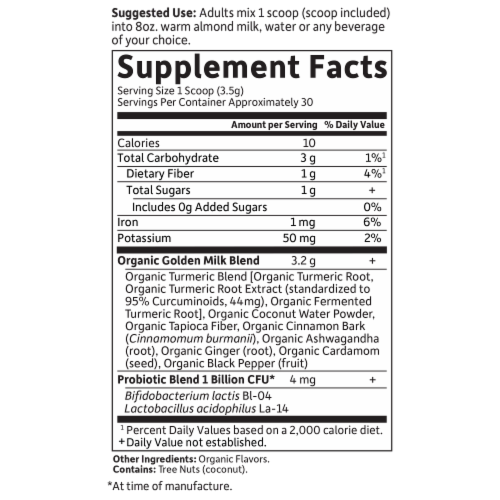 mykind Organics Golden Milk Powder Perspective: back