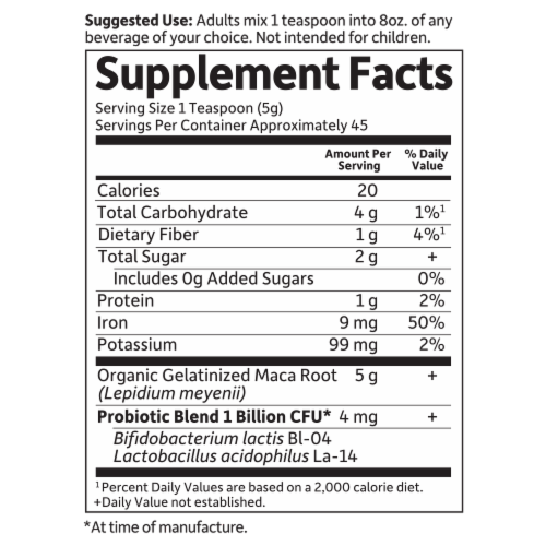 Garden of Life® mykind Organics Maca Root Energy Boost Powder Perspective: back