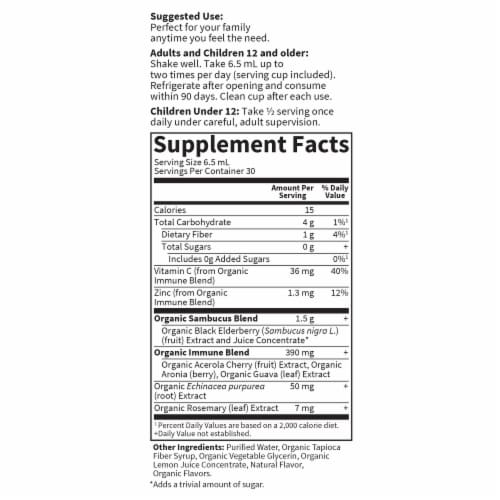 Garden of Life® Organics Plant-Based Elderberry Immune Syrup Perspective: back