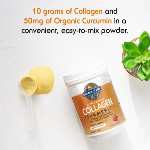 Garden of Life Multi-Sourced Collagen Turmeric, Joints & Mobility, Apple Cinnamon Flavor Powder Perspective: back